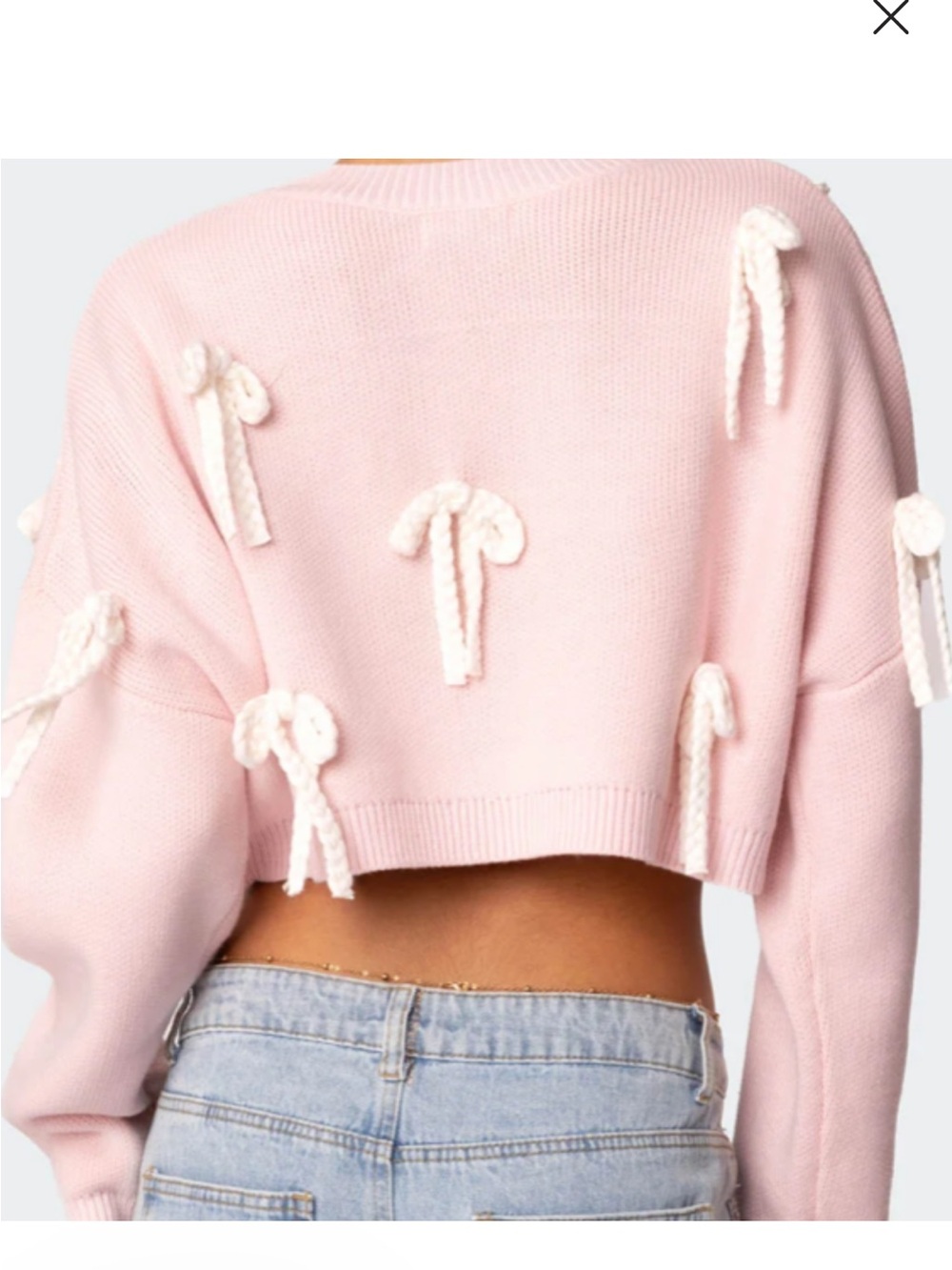 Pink Chunky Bow Sweater NWT LARGE